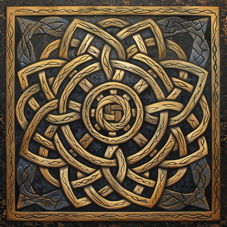 3D illustration of abstract geometric pattern on metal background. 3D renderingの素材