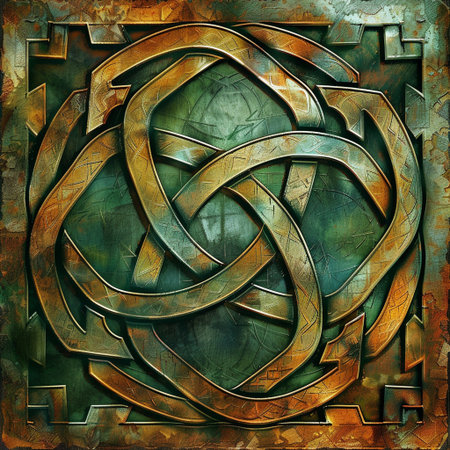 golden background with Celtic ornament, 3d illustration, computer generated imagesの素材