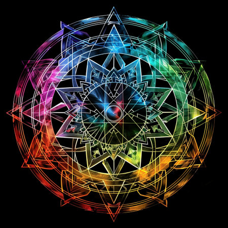 Compass symbol on a black background. Multicolored compass.の素材