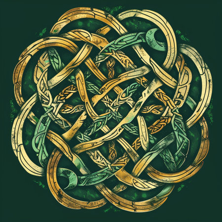 Grunge background with Celtic knots. Hand drawn vector illustration.の素材
