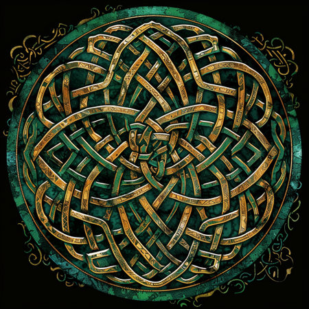 Celtic ornament on a green background. 3D illustrations.の素材