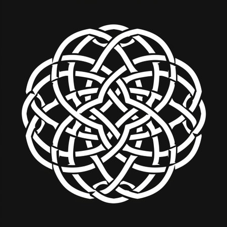 Celtic knot in black and white colors on a dark backgroundの素材
