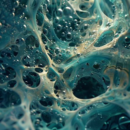 Abstract blue background with bubbles. 3d rendering, 3d illustration.の素材
