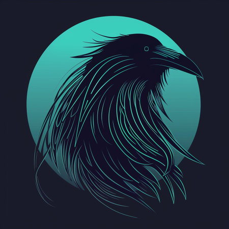 Halloween raven on the background of the moon. Vector illustration.の素材