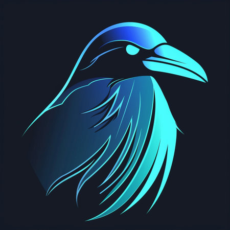 Eagle head vector illustration. Blue bird on a dark background.の素材