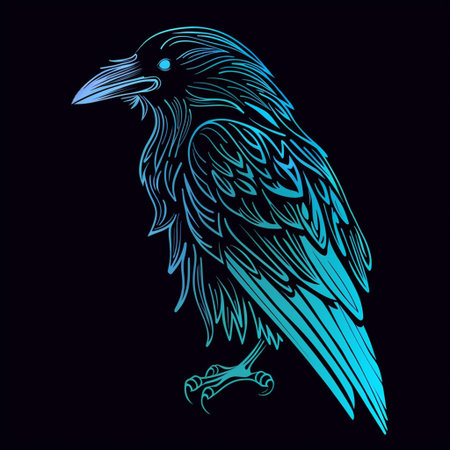 Crow on a black background. Vector illustration for your design.の素材