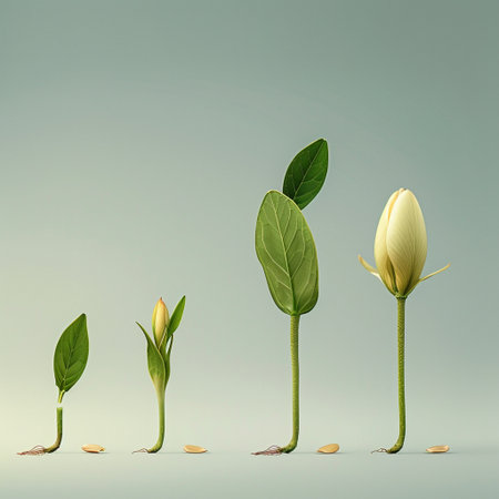 3d illustration of white tulip flower with green leaves on gray backgroundの素材