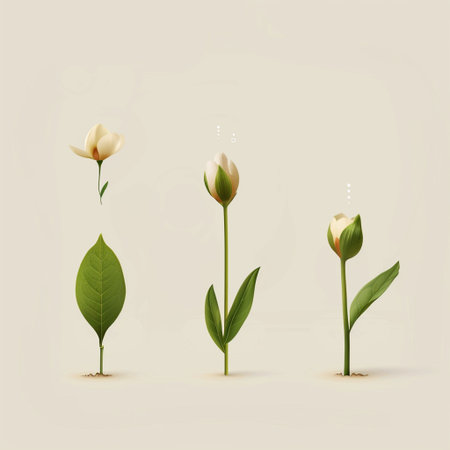 Illustration of three white roses with leaves on a light background.の素材