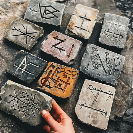 Ancient hieroglyphs on stone background. Zodiac sign.の素材