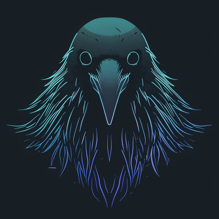 Eagle head. Vector illustration of a raven head on a dark background.の素材