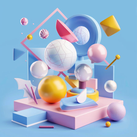 Abstract 3d geometric composition. Minimal style. Vector illustration.の素材