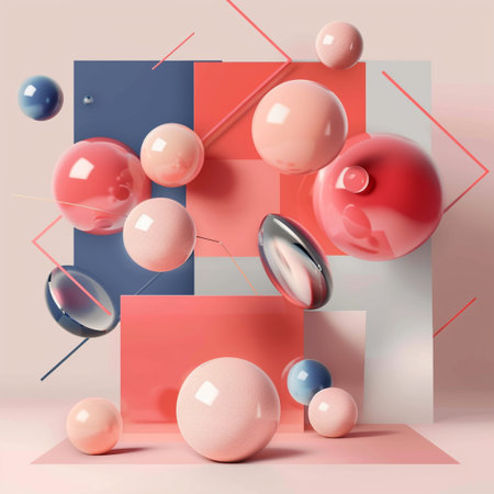 3d render, abstract background with geometric shapes, pastel colorsの素材