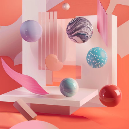 Abstract geometric background, 3d render, modern minimalistic design.の素材