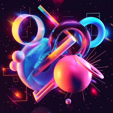 Abstract colorful geometric background. 3d rendering, 3d illustration.の素材