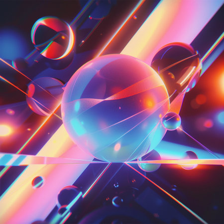 Abstract background with glowing spheres. 3d rendering, 3d illustration.の素材