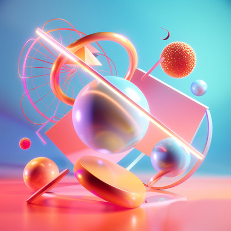 Abstract 3d illustration of geometric shapes. Futuristic background. 3d rendering.の素材