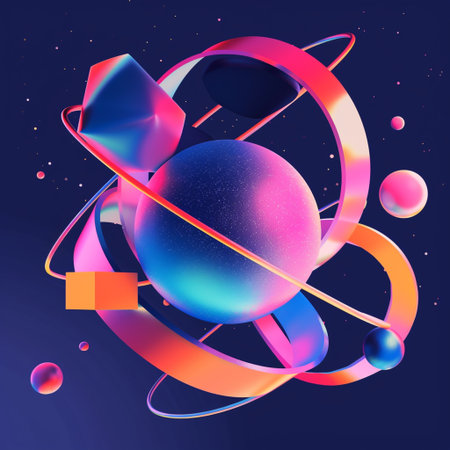 Abstract colorful background with space and planets. Vector illustration. Eps 10の素材