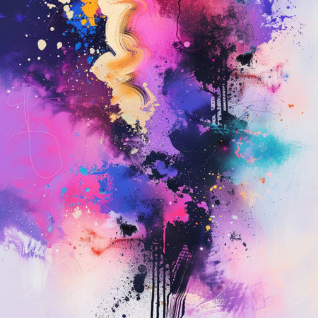 abstract background with splashes and drops of watercolor paint.の素材