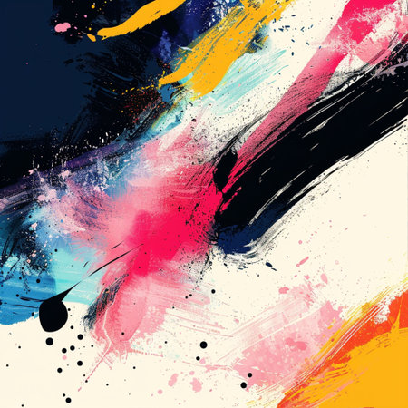 abstract colorful background with grunge brush strokes and splashes.の素材