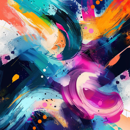 abstract watercolor background with splashes and strokes of colored paintの素材
