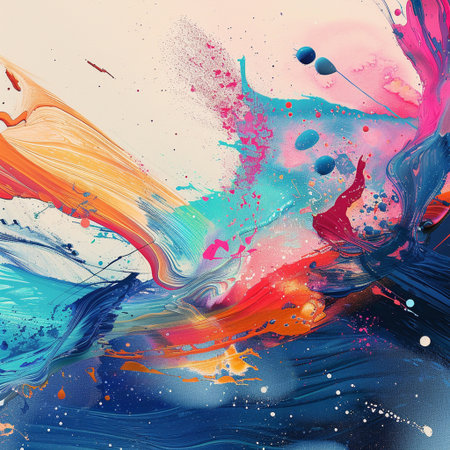 Colorful abstract background with oil paint splashes. Modern art. contemporary artの素材