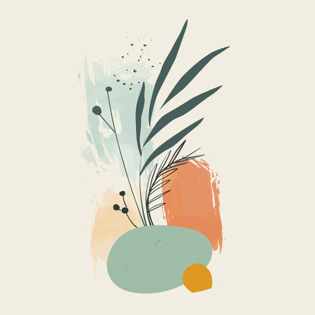 Minimalist abstract floral background with watercolor splashes. Vector illustration.の素材