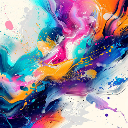 abstract colorful background with paint splashes and stains. vector illustrationの素材