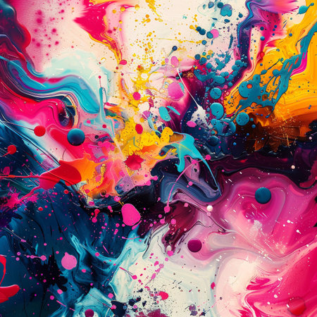 Colorful abstract background with oil paint splashes. Modern art.の素材