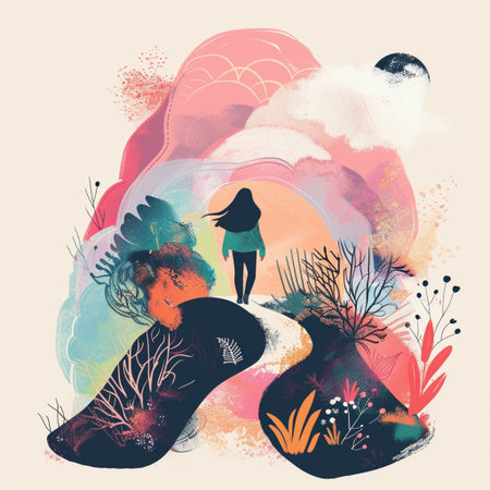 Beautiful girl silhouette on abstract watercolor background. Vector illustration.の素材