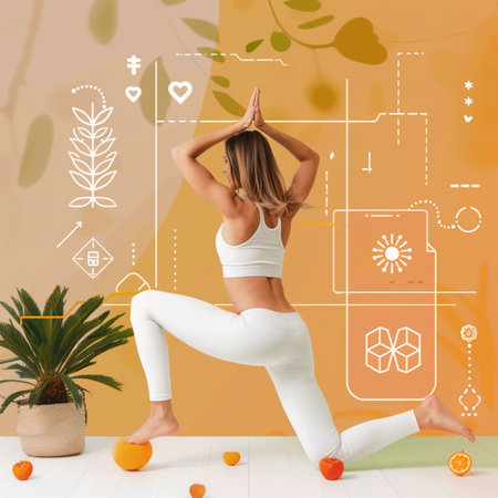 Healthy lifestyle concept. Young woman in sportswear is practicing yoga.の素材