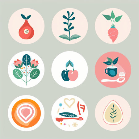 Set of flat icons for natural products. Vector illustration in flat style.の素材