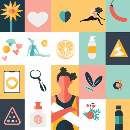 Fitness and healthy lifestyle icons set in flat style. Vector illustrationの素材
