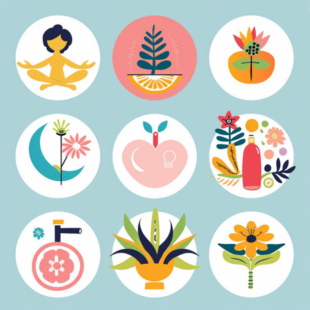 Set of yoga icons. Vector illustration in flat style. Set of yoga icons.の素材
