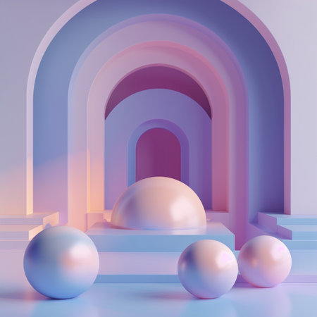 3d abstract background, primitive geometrical figures, pastel colors, 3d renderの素材