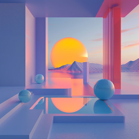 3d rendering of abstract geometric forms. Minimalistic scene for your design.の素材