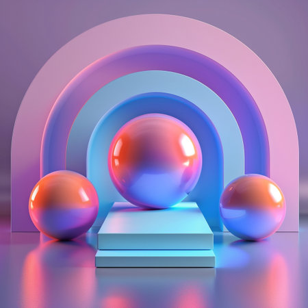 3d render, abstract background, geometric shapes, pastel colorsの素材
