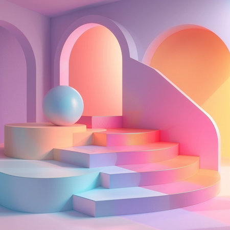 Abstract minimal scene with geometrical forms. 3d render illustrationの素材