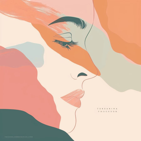Portrait of a beautiful woman. Vector illustration in a minimalistic style.の素材