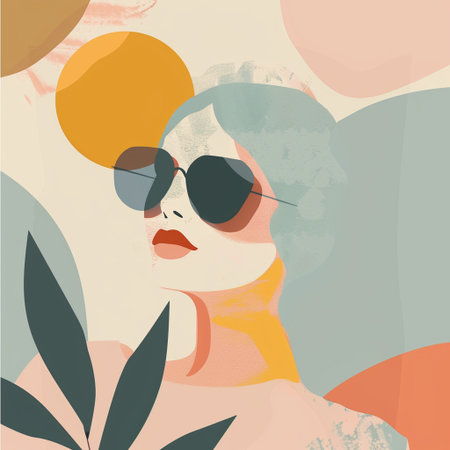 Fashion girl in sunglasses. Vector illustration. Grunge backgroundの素材