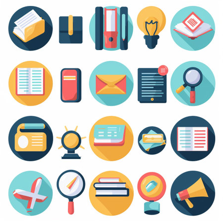 Set of flat icons on the topic of education and learning. Vector illustrationの素材