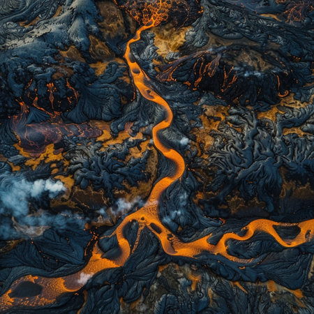 Volcanic eruption on Java island, Indonesia. Aerial view.の素材