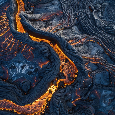 Volcanic eruption in Hawaii Volcanoes National Park, USAの素材