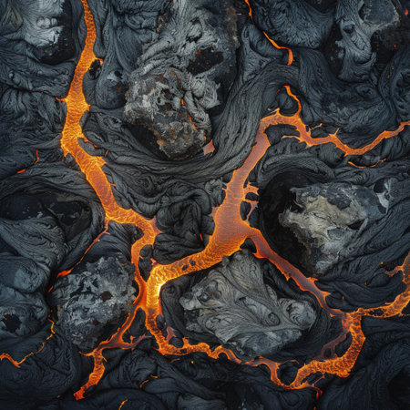 Volcanic lava flow. Abstract background. 3d render illustrationの素材