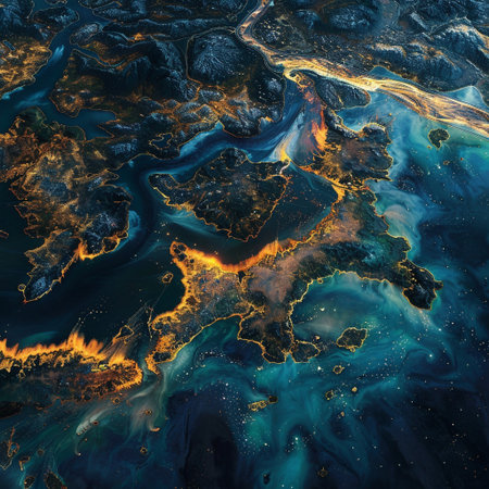 Aerial view of the world from space. 3D rendering.の素材