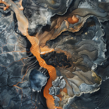 Volcanic eruption in Kamchatka, Russia. Abstract backgroundの素材