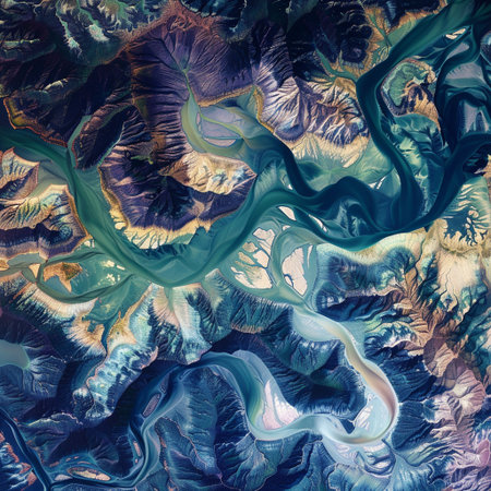 Abstract fractal computer generated composition with various geometrical shapes and colorsの素材