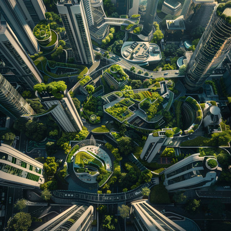 Aerial view of the skyscrapers in shanghai.の素材