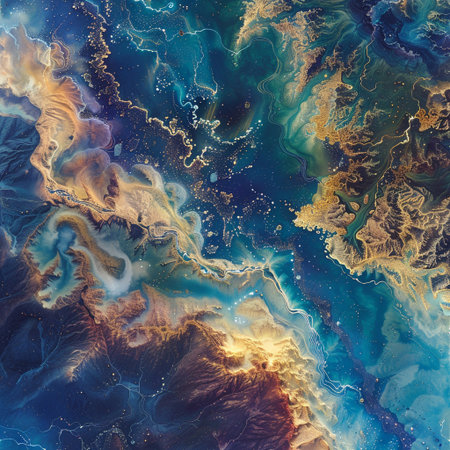 Abstract cosmic background. Fractal art. Digital painting. 3d rendering.の素材