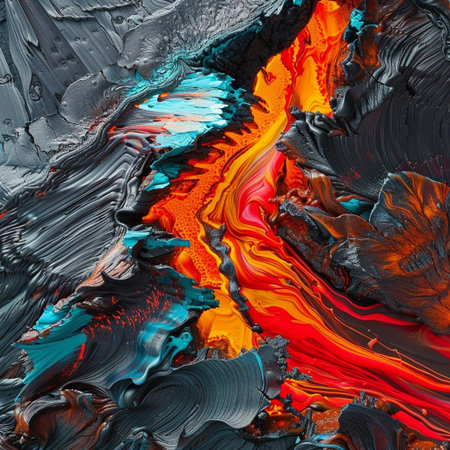 Creative abstract background of acrylic paint in red, blue and black colorsの素材