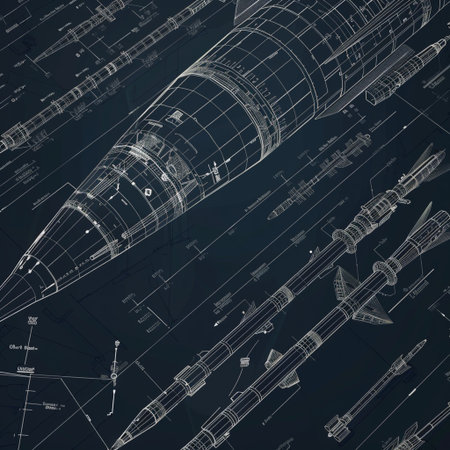 3d model of a rocket on a dark background. Drawing on a black backgroundの素材